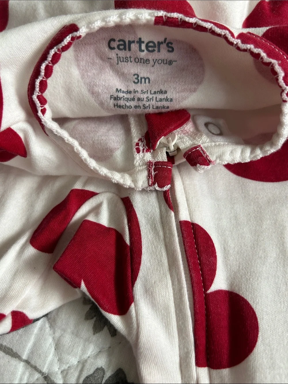 Carter's White Footed Sleeper with Red Heart Print